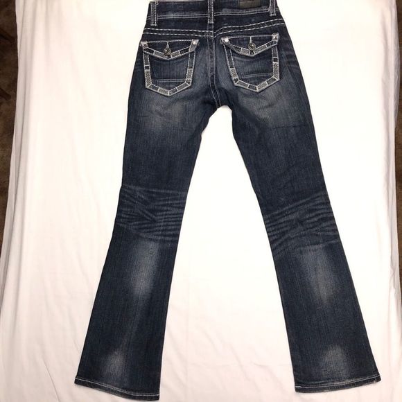 Daytrip Virgo bootcut women's 25R denim blue jeans Buckle whiskered 5 pocket - Picture 4 of 16